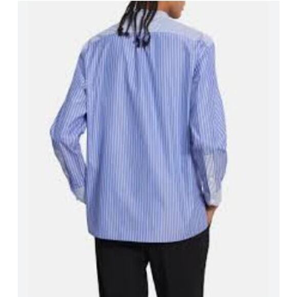 Theory Project Women's Blue White Striped Cotton Band Collar Shirt Size S - Picture 2 of 7